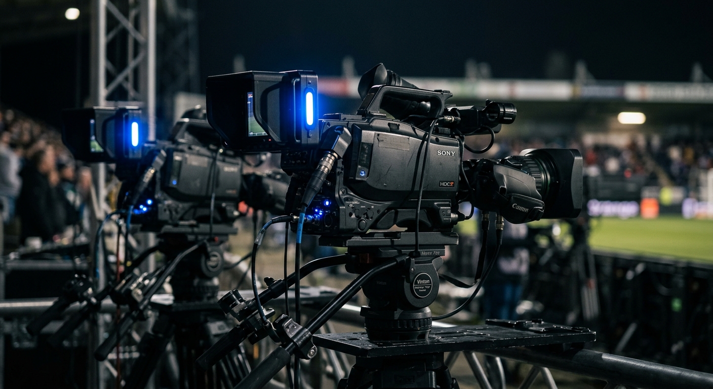 Broadcast cameras at a sports venue
